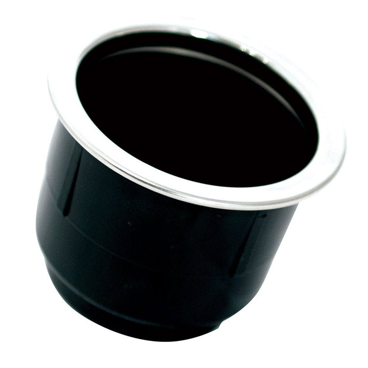 Tigress Black Plastic Cup Holder Insert w/SS Ring On Top [PCHE - BP] - Houseboatparts.com