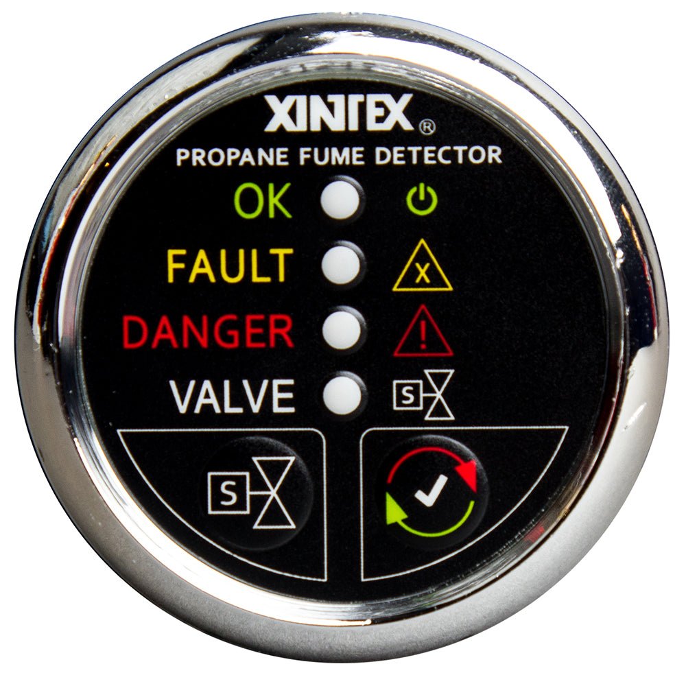 Fireboy-Xintex Propane Fume Detector w/Plastic Sensor Solenoid Valve - Chrome Bezel Display [P-1CS-R] - Houseboatparts.com