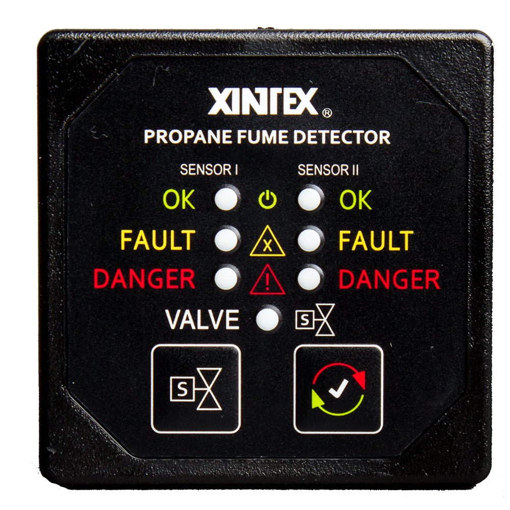 Fireboy-Xintex Propane Fume Detector w/2 Plastic Sensors - No Solenoid Valve - Square Black Bezel Display [P-2BNV-R] - Houseboatparts.com