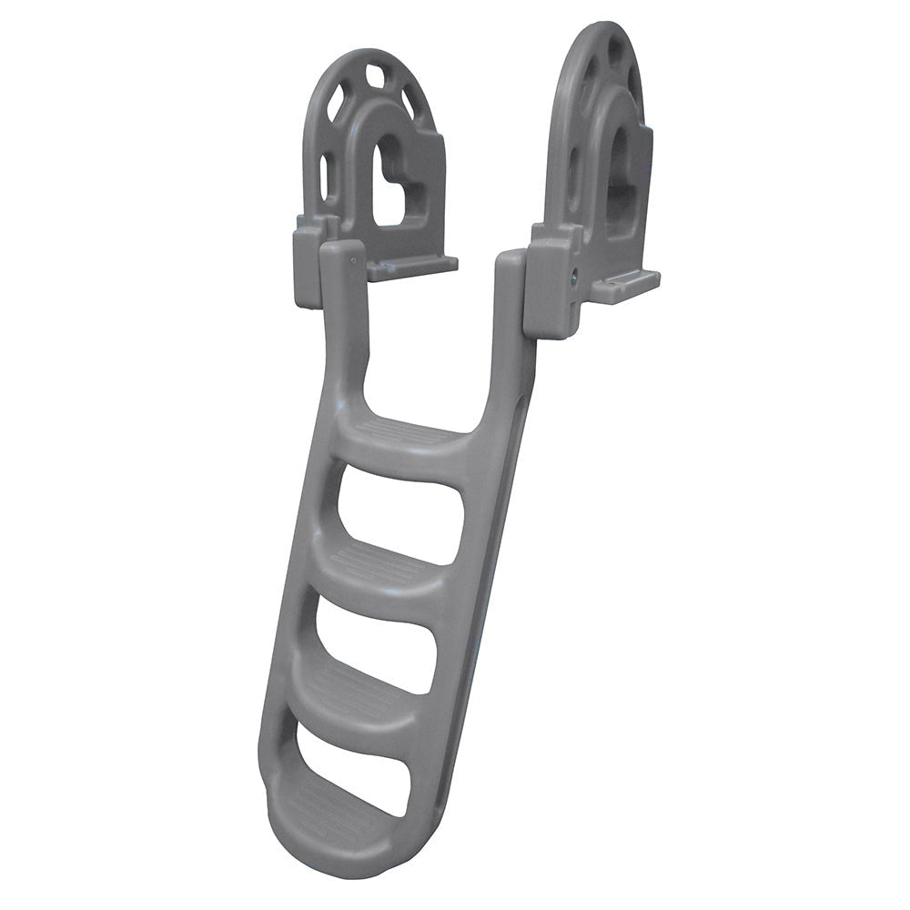 Dock Edge Stand-Off Flip-Up Polyethylene Roto Molded 4-Step Dock Ladder - Grey [2084-F] - Houseboatparts.com