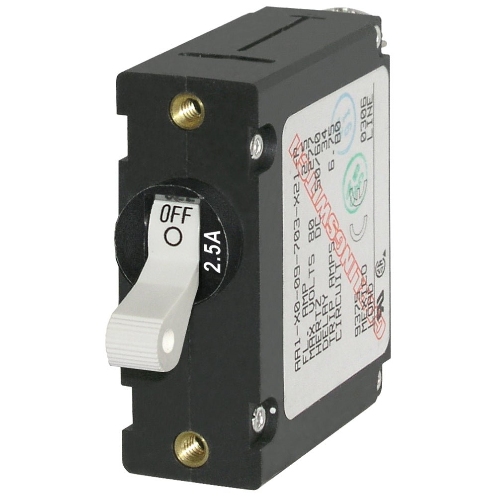 Blue Sea 7197 A-Series White Toggle Circuit Breaker - Single Pole 2.5A [7197] - Houseboatparts.com