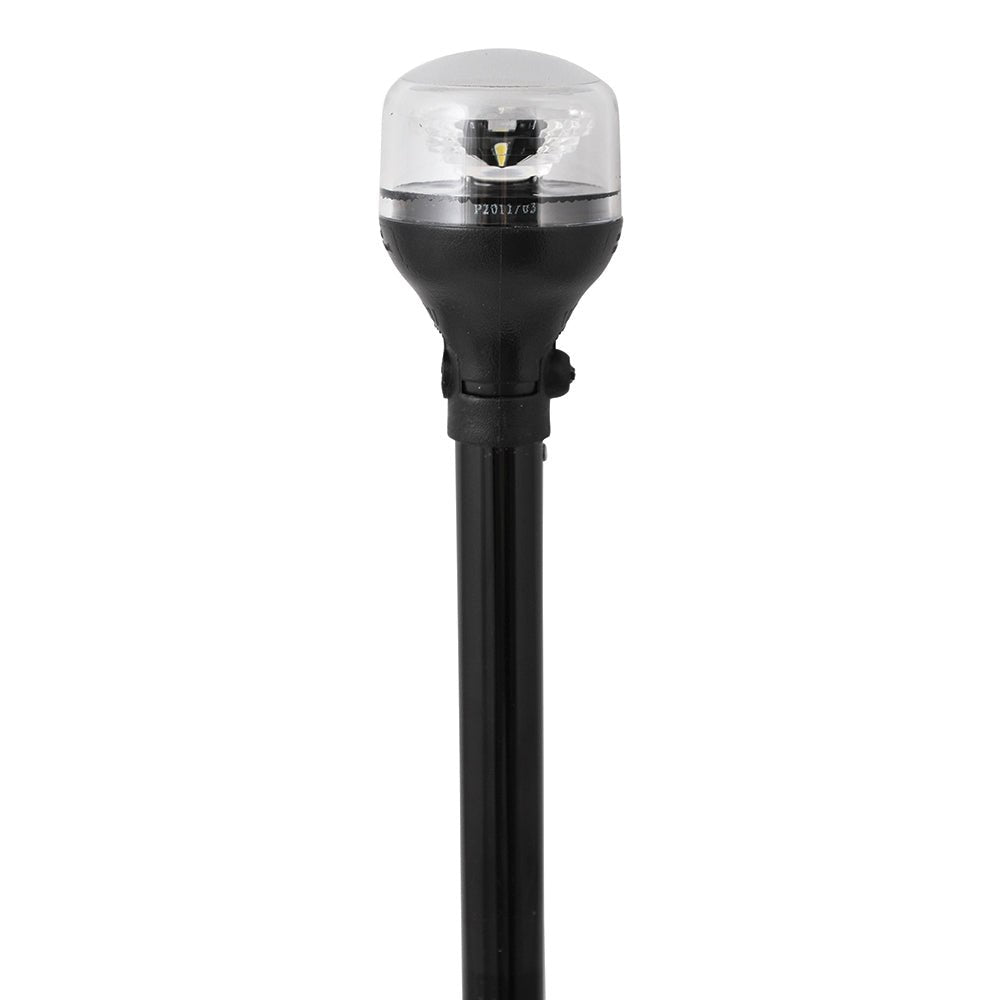 Attwood LightArmor All-Around Light - 12" Black Pole - Black Horizontal Composite Base w/Adapter [5558-P12A7] - Houseboatparts.com