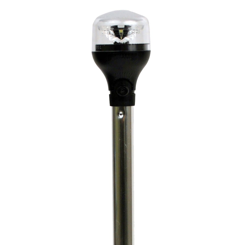 Attwood LightArmor Plug-In All-Around Light - 20" Aluminum Pole - Black Horizontal Composite Base w/Adapter [5550-PA20-7] - Houseboatparts.com