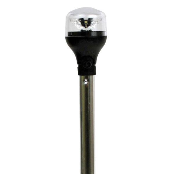Attwood LightArmor All-Around Light - 12" Aluminum Pole - Black Vertical Composite Base w/Adapter [5557-PV12A7] - Houseboatparts.com