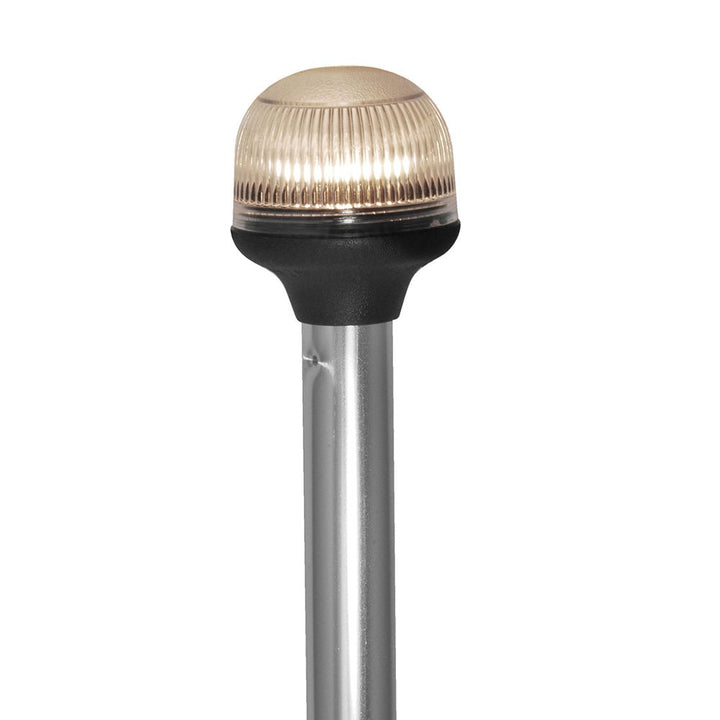 Attwood All - Around Fold - Down Incandescent Anti - Glare Lens Light - 20" Aluminum Pole - 12V - Horizontal Composite Base [5350 - PA20 - 7] - Houseboatparts.com