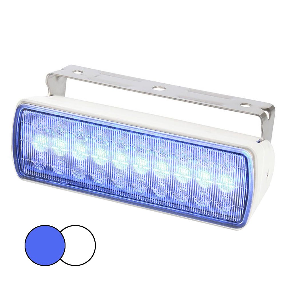 Hella Marine Sea Hawk XL Dual Color LED FloodLights - Blue/White LED - White Housing [980950071] - Houseboatparts.com