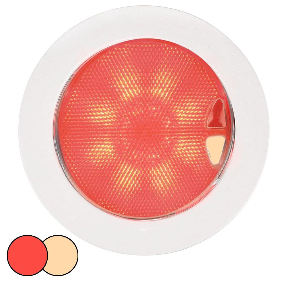 Hella Marine EuroLED 150 Recessed Surface Mount Touch Lamp - Red/Warm White LED - White Plastic Rim [980630102] - Houseboatparts.com