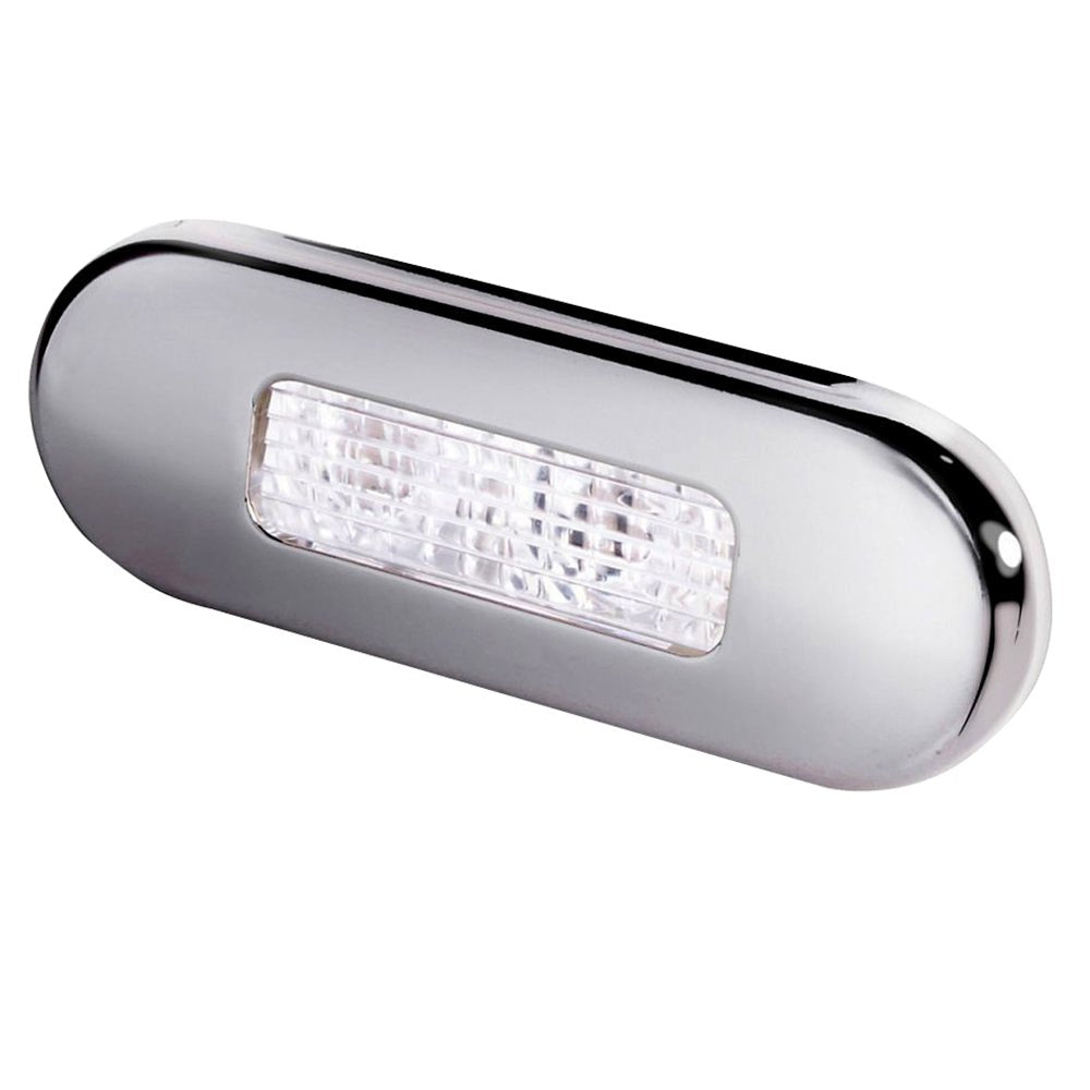 Hella Marine Surface Mount Oblong LED Courtesy Lamp - White LED - Stainless Steel Bezel [980869301] - Houseboatparts.com