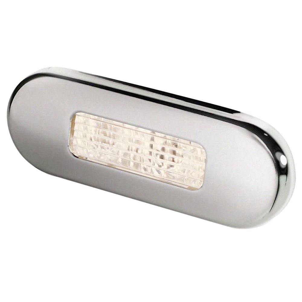 Hella Marine Surface Mount Oblong LED Courtesy Lamp - Warm White LED - Stainless Steel Bezel [980869401] - Houseboatparts.com