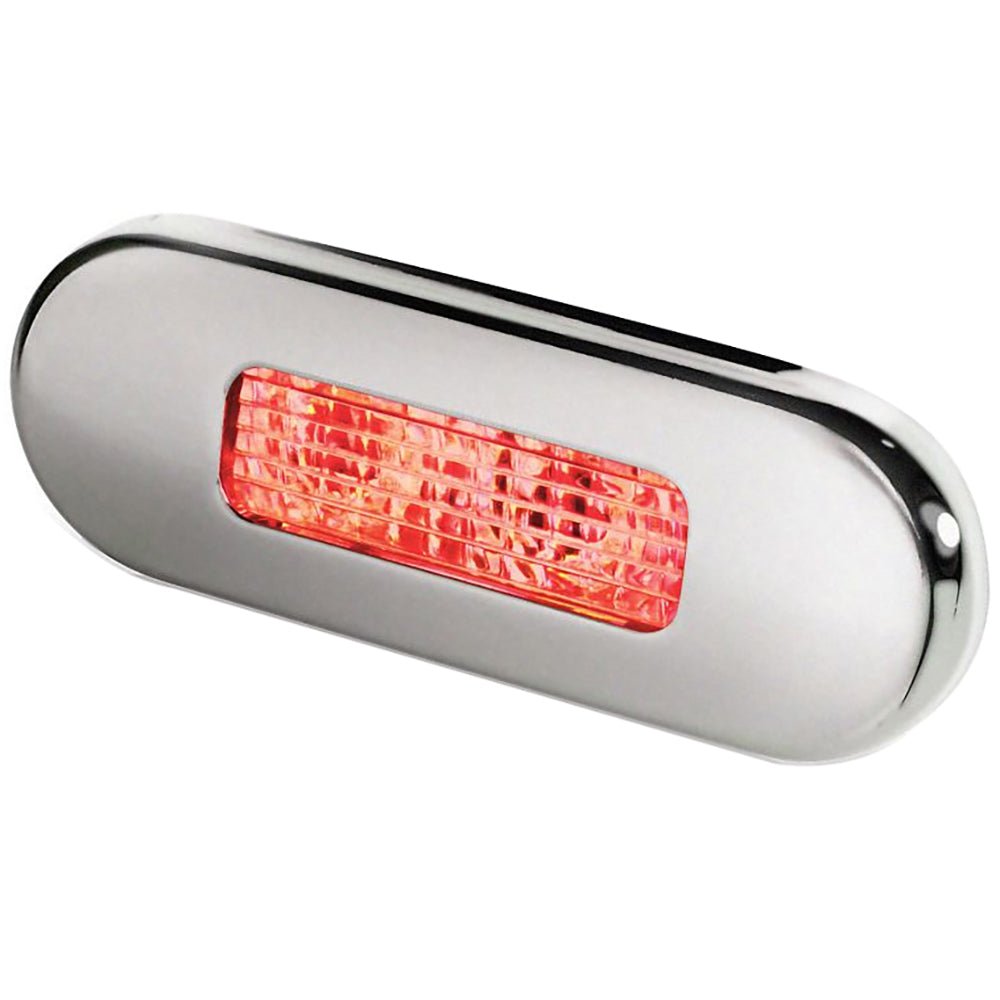 Hella Marine Surface Mount Oblong LED Courtesy Lamp - Red LED - Stainless Steel Bezel [980869501] - Houseboatparts.com