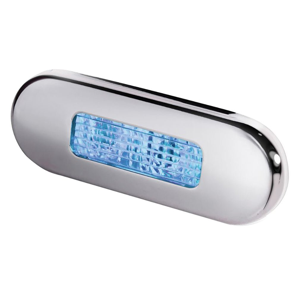 Hella Marine Surface Mount Oblong LED Courtesy Lamp - Blue LED - Stainless Steel Bezel [980869601] - Houseboatparts.com