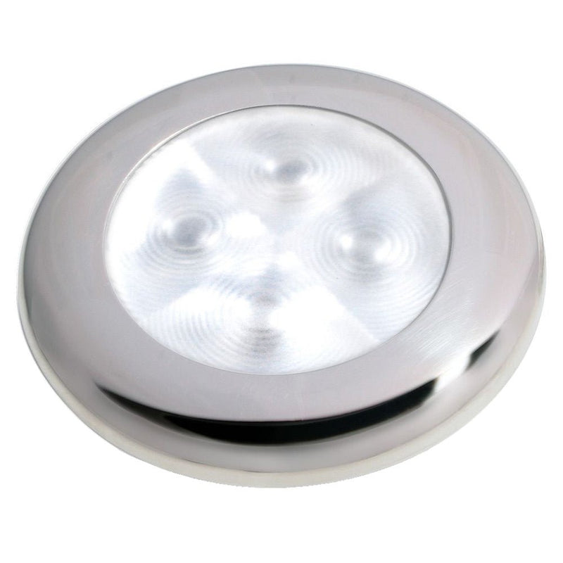 Hella Marine Slim Line LED 'Enhanced Brightness' Round Courtesy Lamp - White LED - Stainless Steel Bezel - 12V [980500521] - Houseboatparts.com