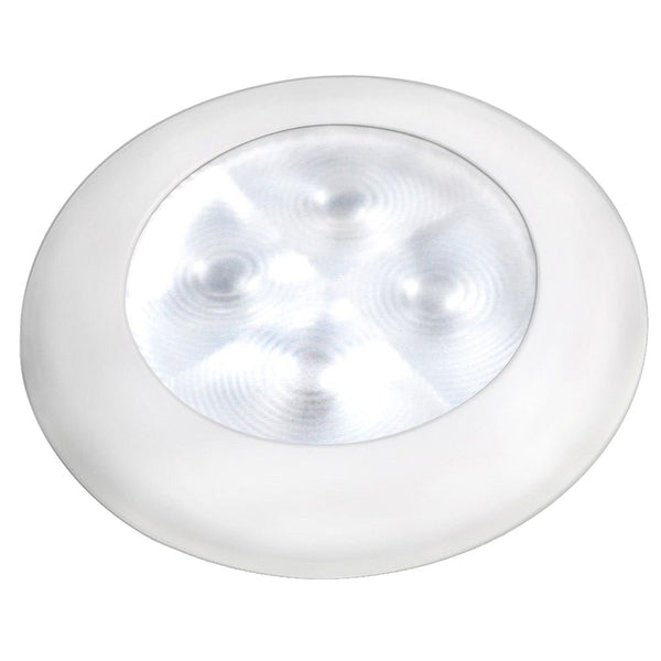 Hella Marine Slim Line LED 'Enhanced Brightness' Round Courtesy Lamp - White LED - White Plastic Bezel - 12V [980500541] - Houseboatparts.com