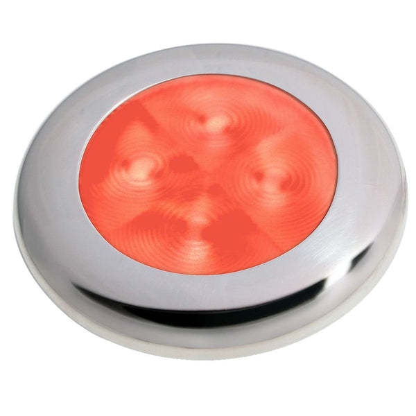 Hella Marine Slim Line LED 'Enhanced Brightness' Round Courtesy Lamp - Red LED - Stainless Steel Bezel - 12V [980507221] - Houseboatparts.com