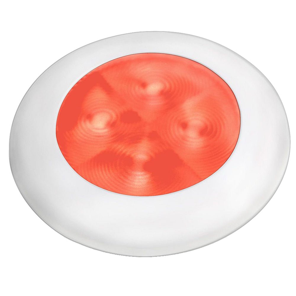 Hella Marine Slim Line LED 'Enhanced Brightness' Round Courtesy Lamp - Red LED - White Plastic Bezel - 12V [980507241] - Houseboatparts.com