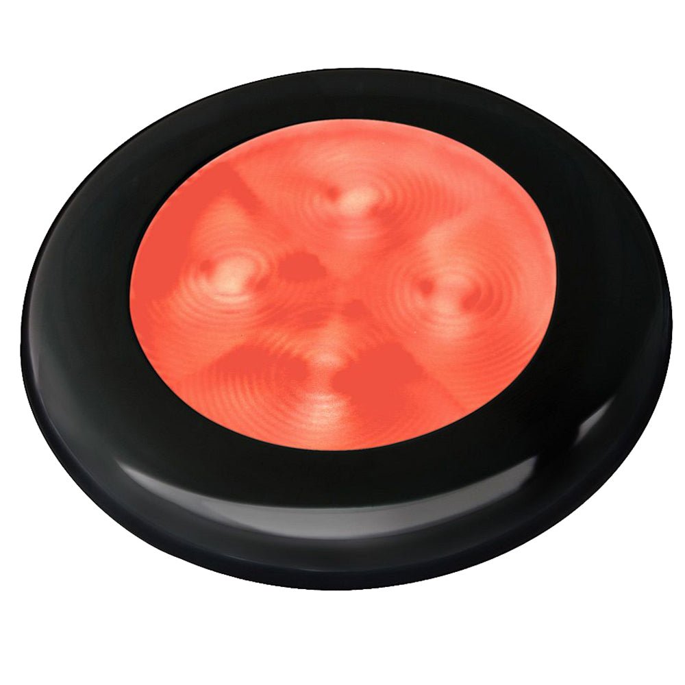 Hella Marine Slim Line LED 'Enhanced Brightness' Round Courtesy Lamp - Red LED - Black Plastic Bezel - 12V [980507251] - Houseboatparts.com