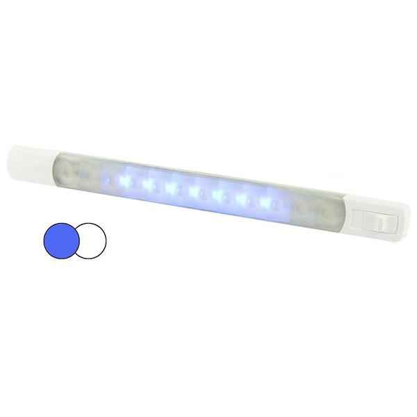 Hella Marine Surface Strip Light w/Switch - White/Blue LEDs - 12V [958121011] - Houseboatparts.com