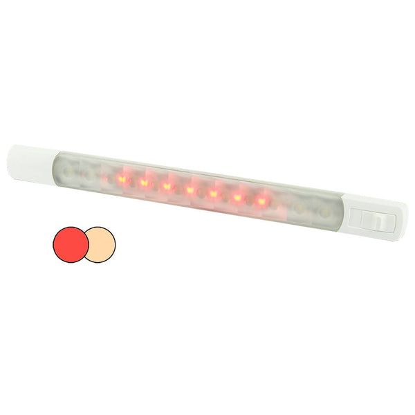 Hella Marine Surface Strip Light w/Switch - Warm White/Red LEDs - 12V [958121101] - Houseboatparts.com