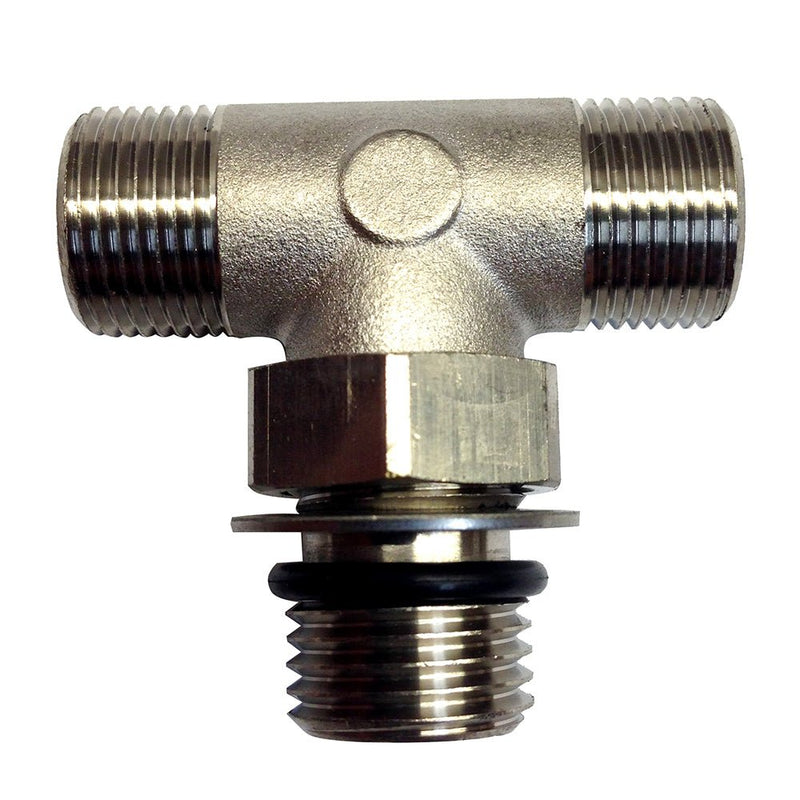 Uflex Boss Style T-Fitting - Nickel - ORB 6 to 3/8" COMP [71955T] - Houseboatparts.com