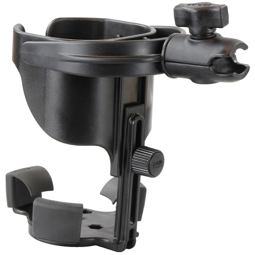 RAM Mount Level Cup XL Low Profile Mount w/Large Strap Clamp Base [RAP-B-417-200-1-231Z-2NUBU] - Houseboatparts.com