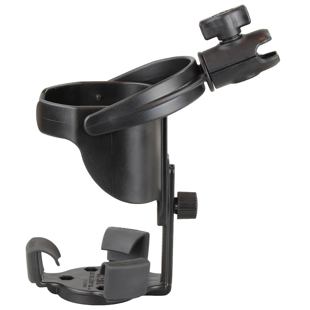 RAM Mount Level Cup XL Low Profile Mount w/Large Strap Clamp Base [RAP-B-417-200-1-231Z-2NUBU] - Houseboatparts.com