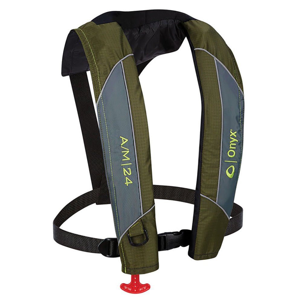 Onyx A/M-24 Automatic/Manual Inflatable PFD Life Jacket - Green [132000-400-004-18] - Houseboatparts.com