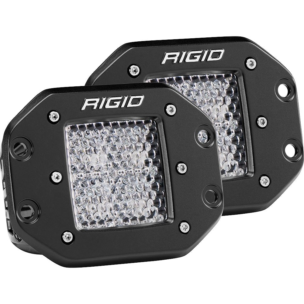 RIGID Industries D-Series PRO - Flush Mount - Diffused - Pair - Black [212513] - Houseboatparts.com