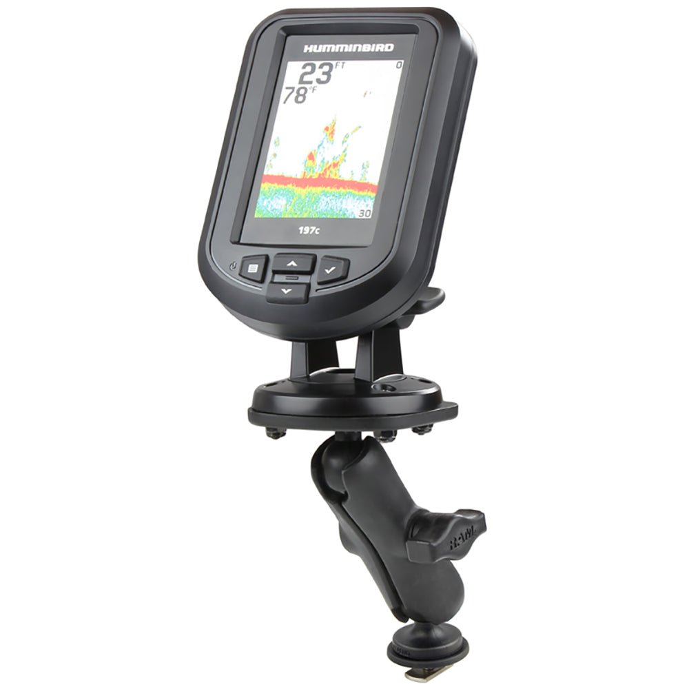 Ram Mount RAM Track Ball Mount with Marine Electronic Plate for the Eagle Cuda, FishEasy, Humminbird Piranha Lowrance X-4 [RAP-B-107-1B-354-TRA1U] - Houseboatparts.com