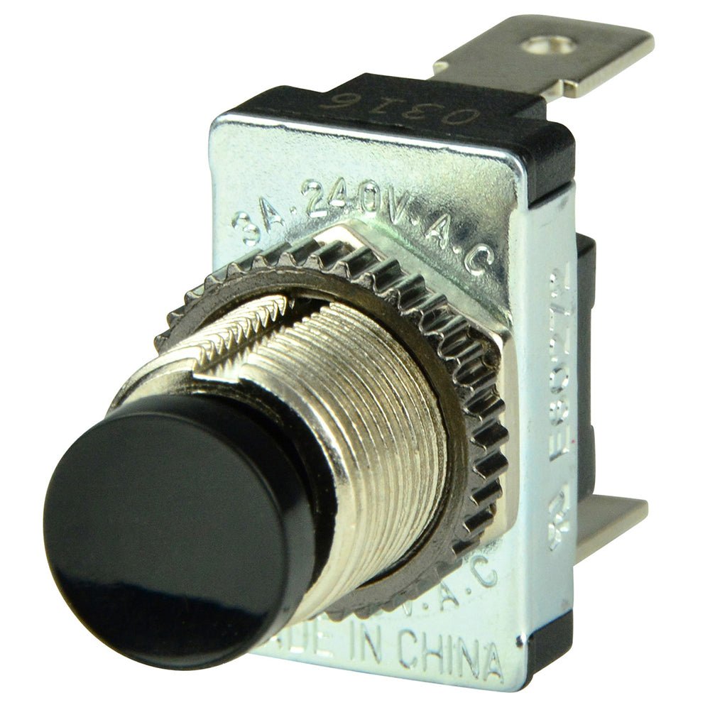 BEP Black SPST Momentary Contact Switch - OFF/(ON) [1001402] - Houseboatparts.com