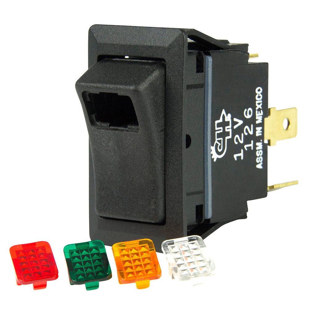 BEP SPST Rocker Switch - 1-LED w/4-Colored Covers - 12V/24V - ON/OFF [1001716] - Houseboatparts.com