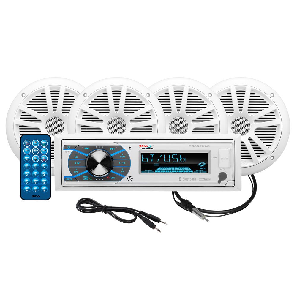 Boss Audio MCK632WB.64 Marine Stereo 2 Pairs of 6.5" Speaker Kit - White [MCK632WB.64] - Houseboatparts.com