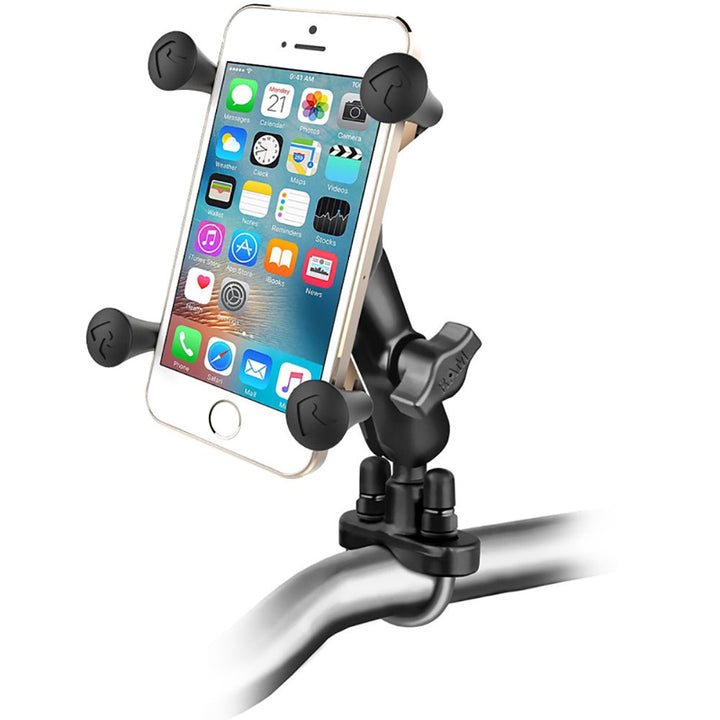 RAM Mount Handlebar Rail Mount w/Zinc Coated U-Bolt Base and Universal X-Grip Cell/iPhone Cradle [RAM-B-149Z-UN7U] - Houseboatparts.com