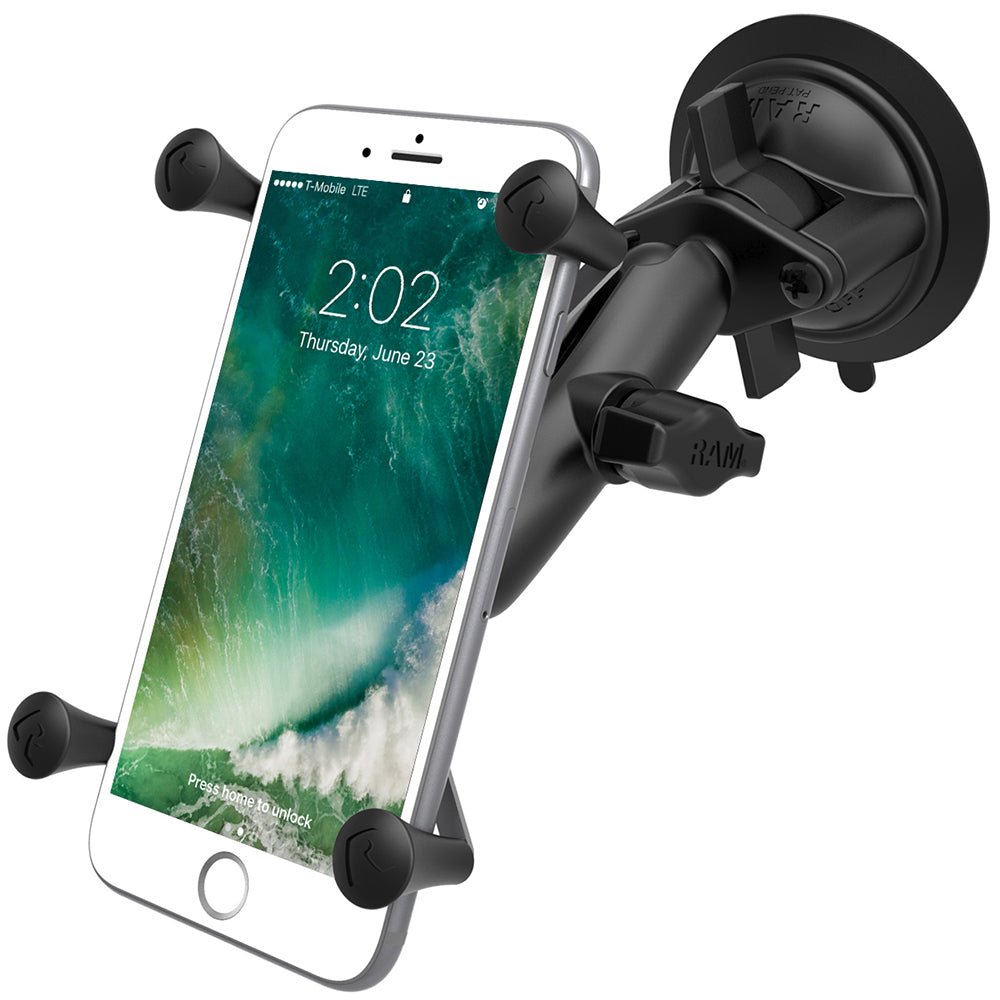 RAM Mount Twist-Lock Suction Cup Mount w/Universal X-Grip Large Phone/Phablet Cradle [RAM-B-166-UN10U] - Houseboatparts.com