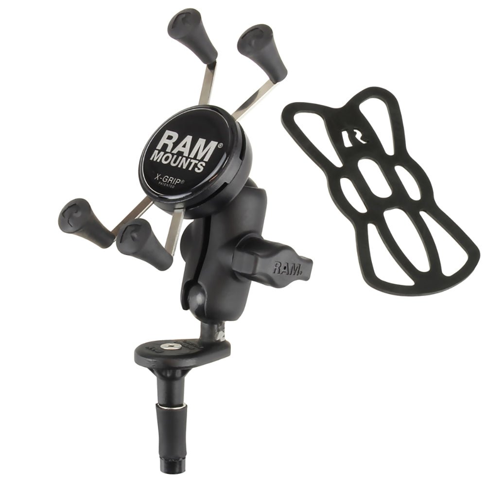 RAM Mount Fork Stem Mount w/Short Double Socket Arm Universal X-Grip Cell/iPhone Cradle [RAM-B-176-A-UN7U] - Houseboatparts.com