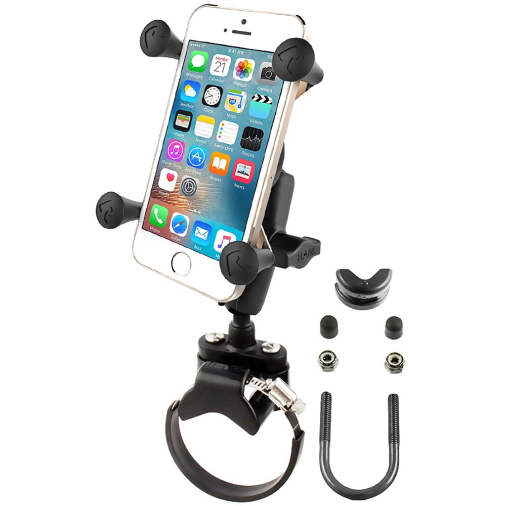 RAM Mount Strap Clamp, Roll Bar Mount w/Universal X-Grip Cell/iPhone Cradle [RAM-B-231-2-UN7U] - Houseboatparts.com