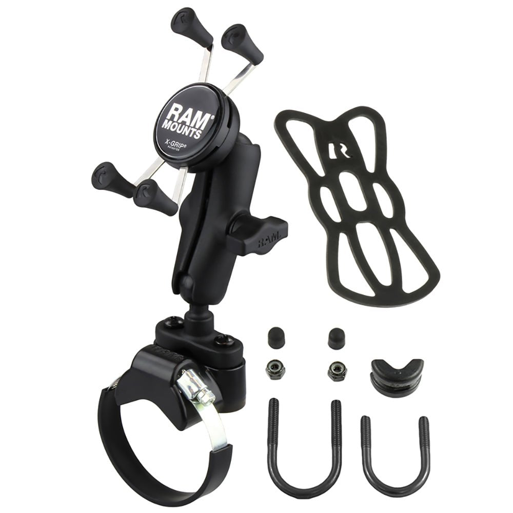 RAM Mount Strap Clamp, Roll Bar Mount w/Universal X-Grip Cell/iPhone Cradle [RAM-B-231-2-UN7U] - Houseboatparts.com