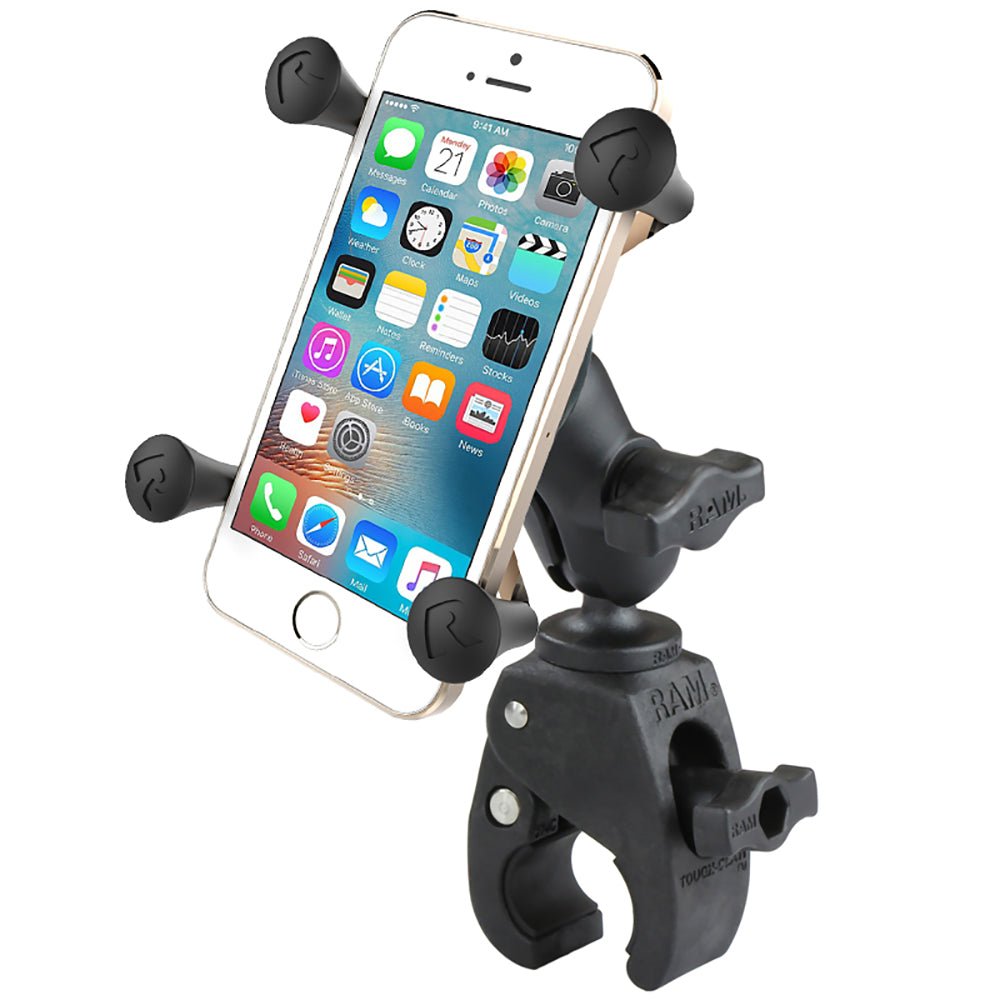 RAM Mount Small Tough-Claw Base w/Short Double Socket Arm and Universal X-Grip Cell/iPhone Cradle [RAM-B-400-A-HOL-UN7BU] - Houseboatparts.com