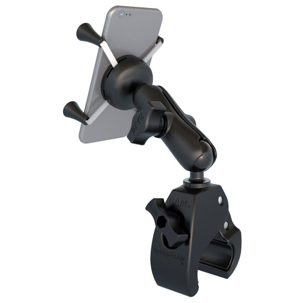 RAM Mount Small Tough-Claw Base w/Double Socket Arm Universal X-Grip Cell/iPhone Cradle [RAM-B-400-UN7] - Houseboatparts.com