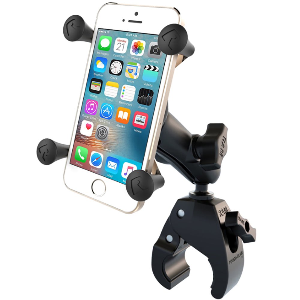 RAM Mount Small Tough-Claw Base w/Double Socket Arm Universal X-Grip Cell/iPhone Cradle [RAM-B-400-UN7] - Houseboatparts.com