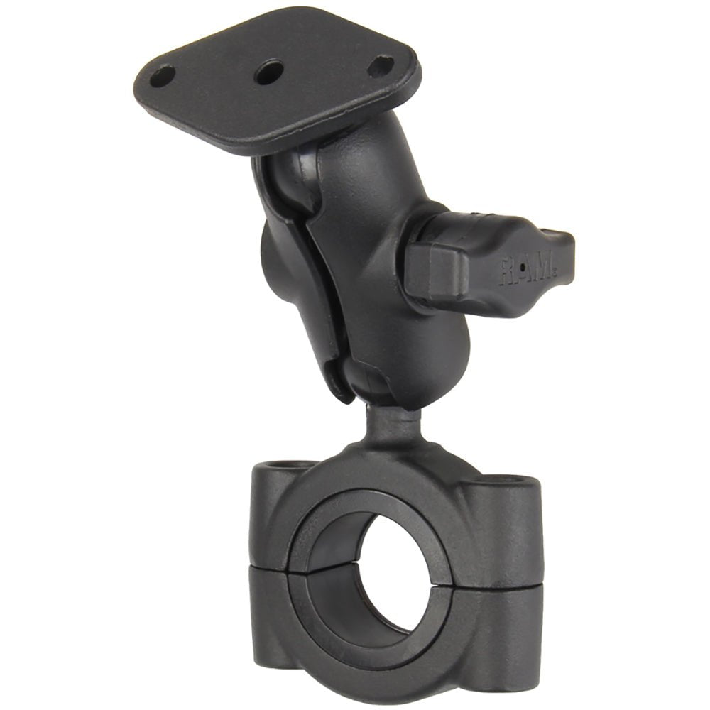 RAM Mount RAM Torque 1 1/8" - 1 1/2" Diameter Handlebar/Rail Base with B Size 1" Ball, Short Arm and Diamond Plate [RAM-B-408-112-15-A-238U] - Houseboatparts.com