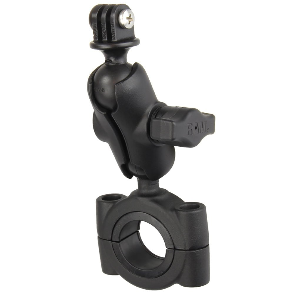 RAM Mount RAM Torque 1 1/8" - 1 1/2" Diameter Handlebar/Rail Base with B Size 1" Ball, Short Arm and GoPro/Action Camera Mount [RAM-B-408-112-15-A-GOP1U] - Houseboatparts.com