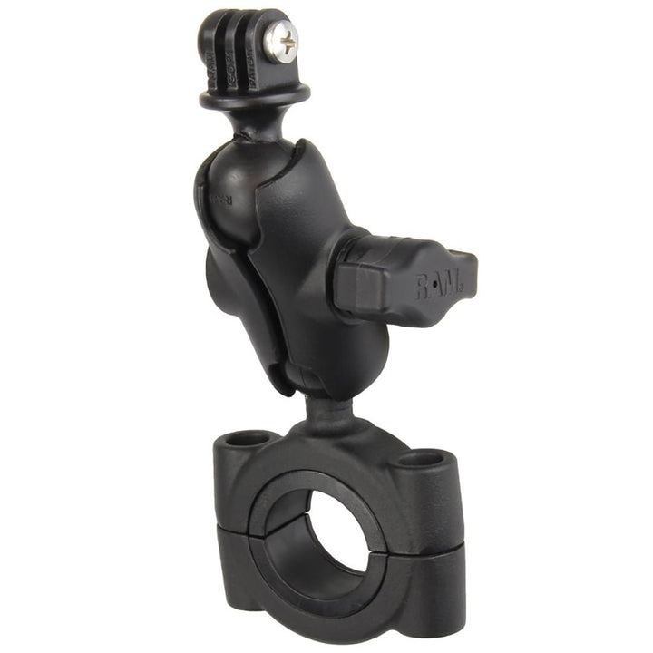 RAM Mount RAM Torque 1 1/8" - 1 1/2" Diameter Handlebar/Rail Base with B Size 1" Ball, Short Arm and GoPro/Action Camera Mount [RAM-B-408-112-15-A-GOP1U] - Houseboatparts.com