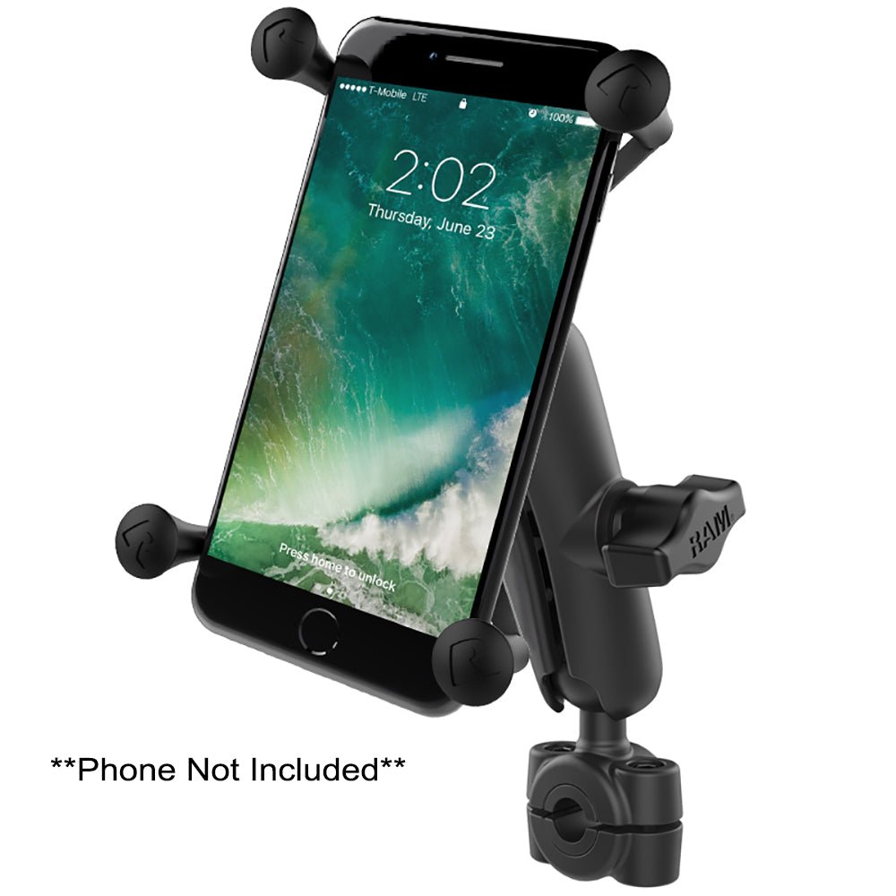 RAM Mount RAM Torque 3/8" - 5/8" Diameter Mini Rail Base with 1" Ball, Medium Arm and X-Grip for Larger Phones [RAM-B-408-37-62-UN10U] - Houseboatparts.com