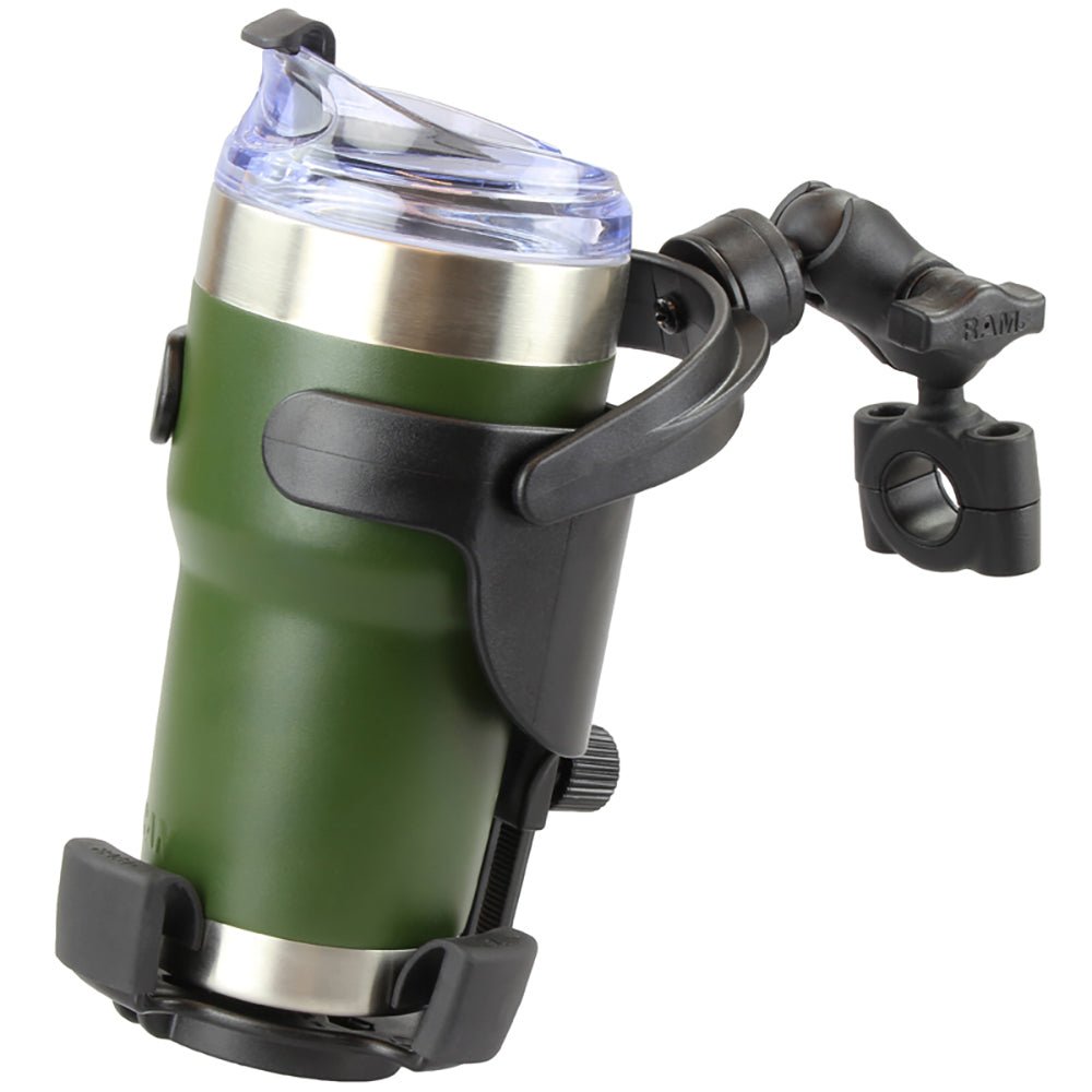 RAM Mount RAM Level Cup XL with Torque 3/4" 1" Diameter Rail Base and Short Arm [RAM-B-408-75-1-A-417U] - Houseboatparts.com