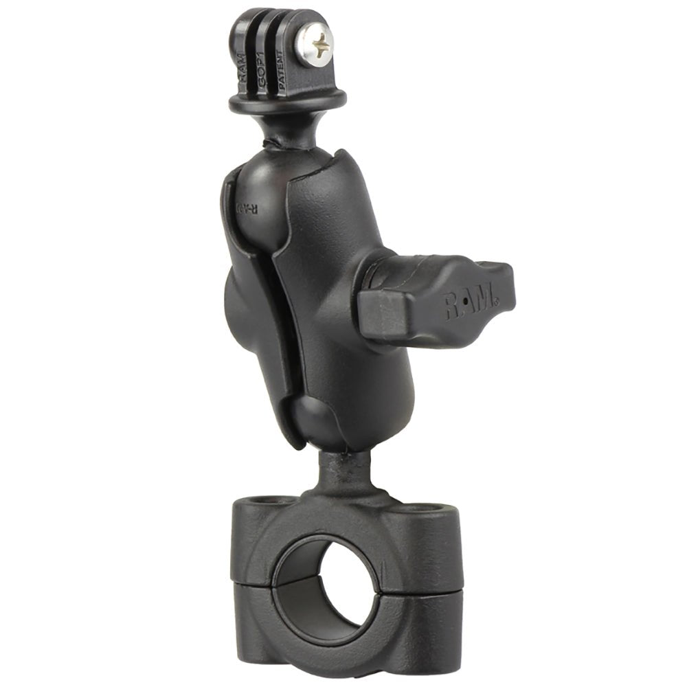 RAM Mount RAM Torque 3/4" - 1" Diameter Handlebar/Rail Base with 1" Ball, SHORT Arm and GoPro/Action Camera Mount [RAM-B-408-75-1-A-GOP1U] - Houseboatparts.com