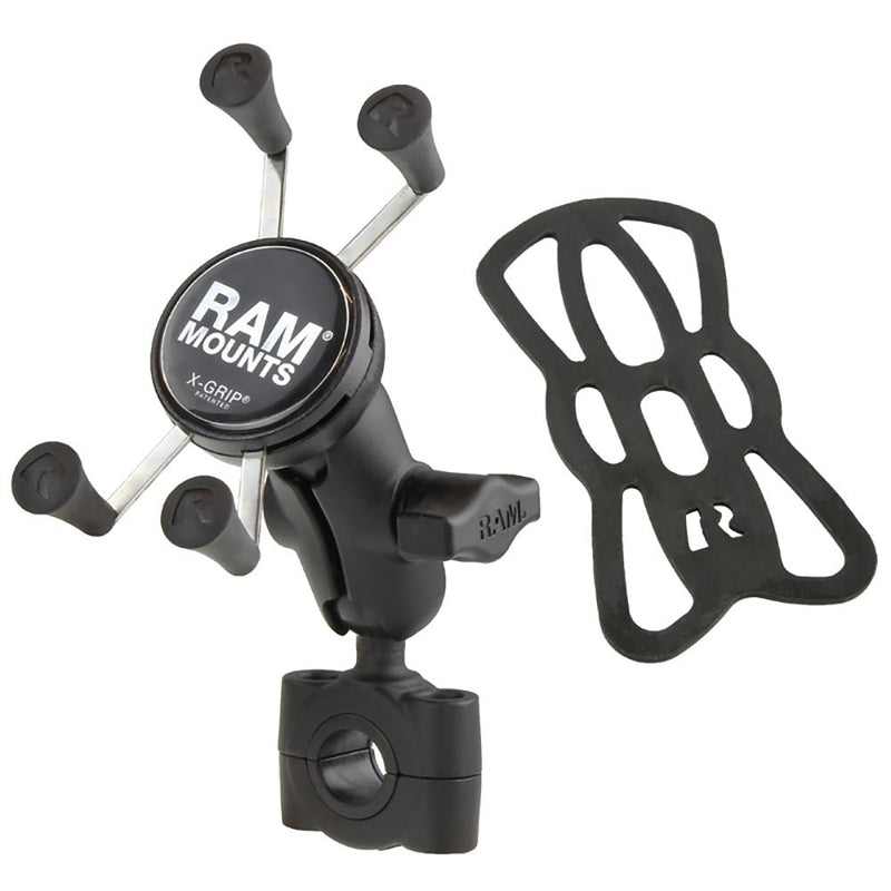 RAM Mount RAM Torque 3/4" - 1" Diameter Handlebar/Rail Base with 1" Ball, Short Arm and X-Grip for Phones [RAM-B-408-75-1-A-UN7U] - Houseboatparts.com