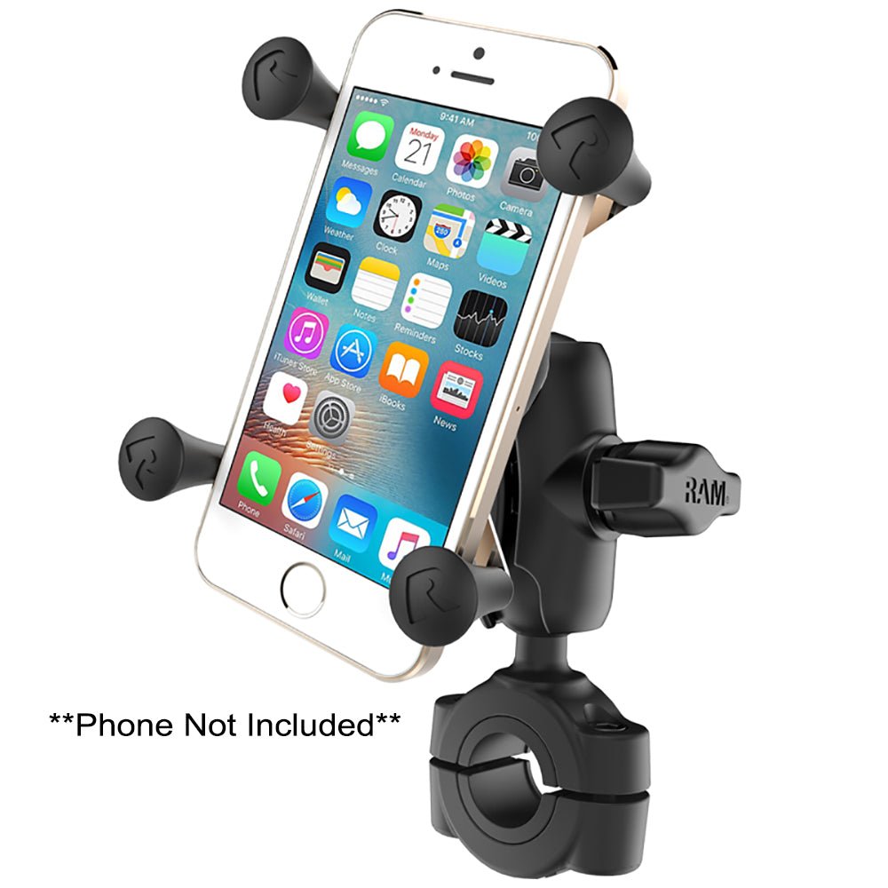 RAM Mount RAM Torque 3/4" - 1" Diameter Handlebar/Rail Base with 1" Ball, Short Arm and X-Grip for Phones [RAM-B-408-75-1-A-UN7U] - Houseboatparts.com