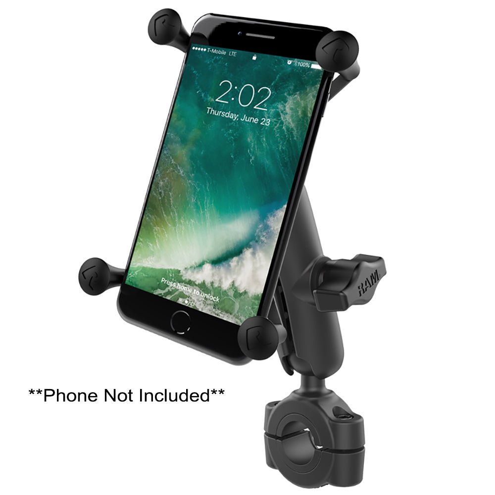 RAM Mount RAM Torque 3/4" - 1" Diameter Handlebar/Rail Base with 1" Ball, Medium Arm and X-Grip for Larger Phones [RAM-B-408-75-1-UN10U] - Houseboatparts.com