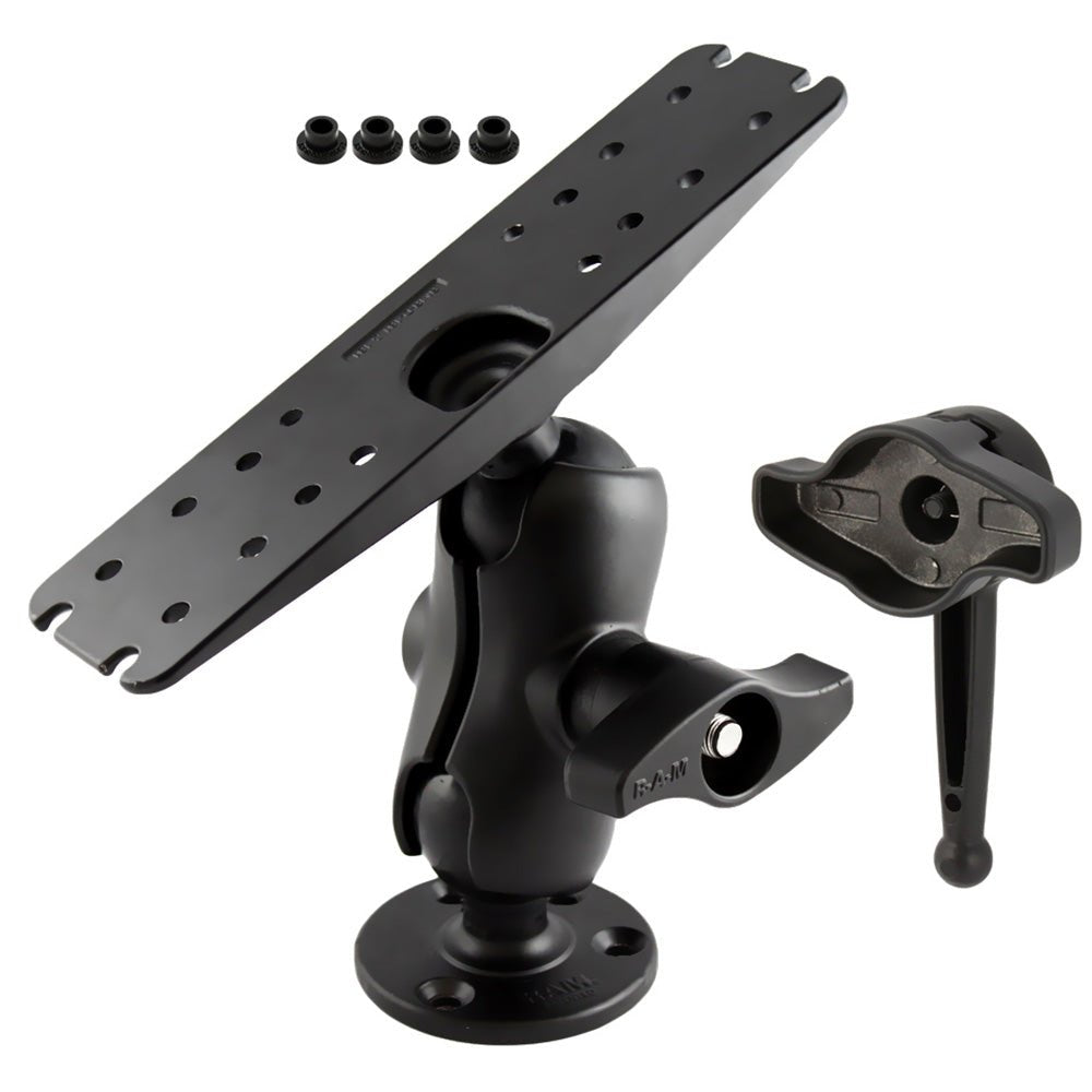 Ram Mount D Size 2.25" Ball Mount w/11" X 3" Rectangle Plate, 3.68" Round Plate and Hi-Torq Wrench [RAM-D-111-C-KNOB9H] - Houseboatparts.com