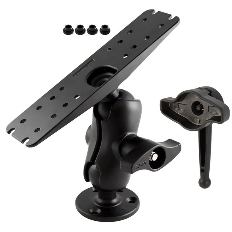 Ram Mount D Size 2.25" Ball Mount w/11" X 3" Rectangle Plate, 3.68" Round Plate and Hi-Torq Wrench [RAM-D-111-C-KNOB9H] - Houseboatparts.com